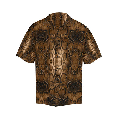 Snake Skin Brown Print Men Aloha Hawaiian Shirt
