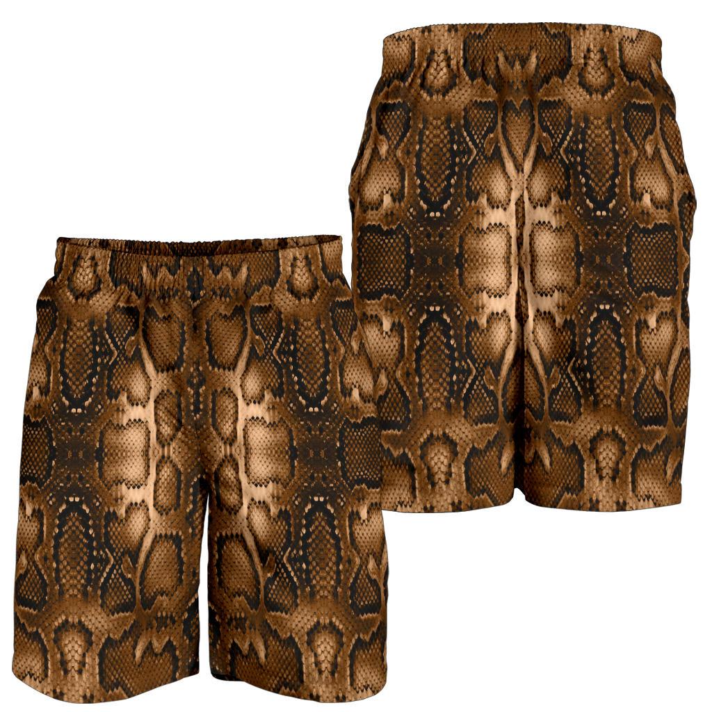 Snake Skin Brown Print Mens Shorts-JTAMIGO.COM