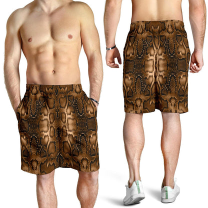 Snake Skin Brown Print Mens Shorts-JTAMIGO.COM