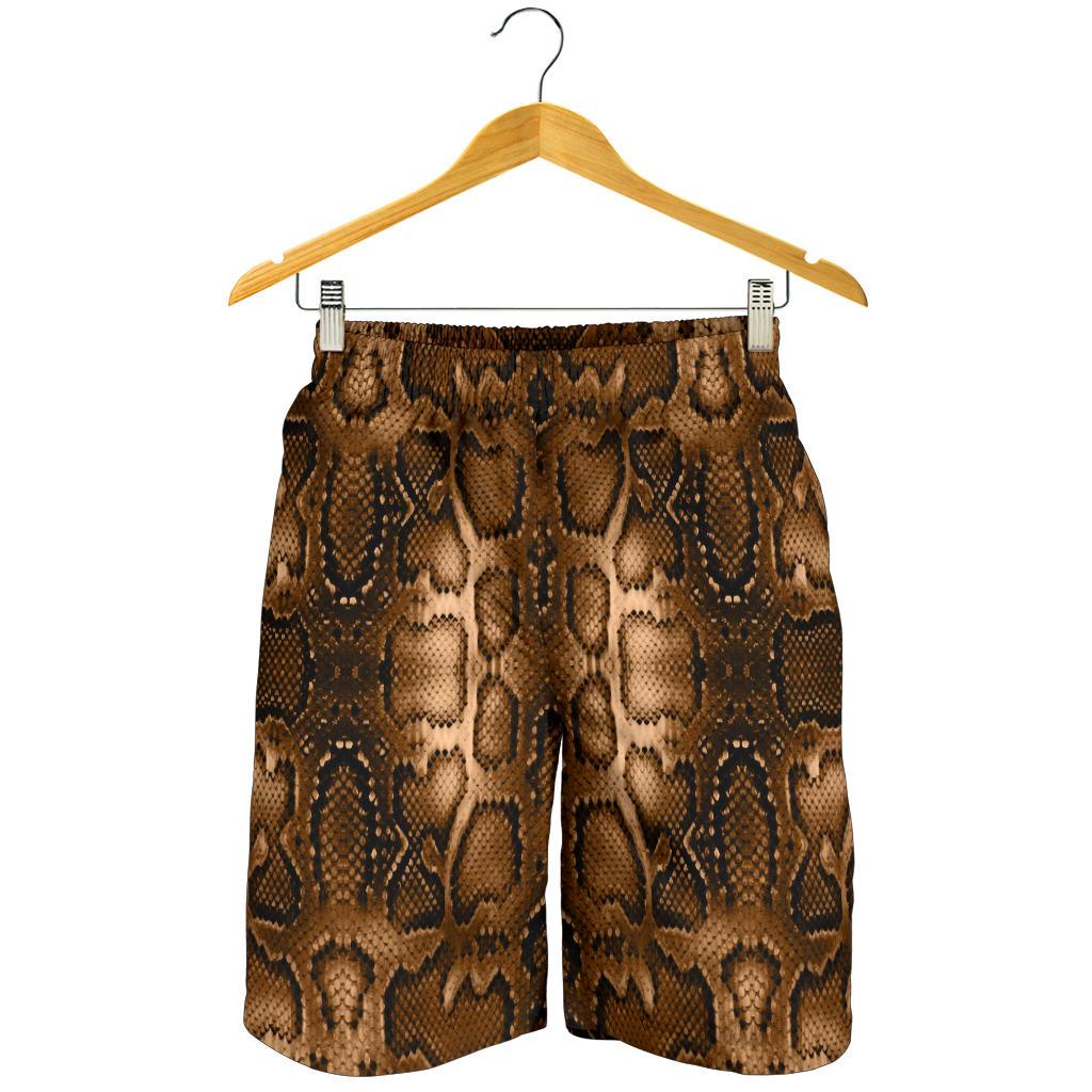 Snake Skin Brown Print Mens Shorts-JTAMIGO.COM