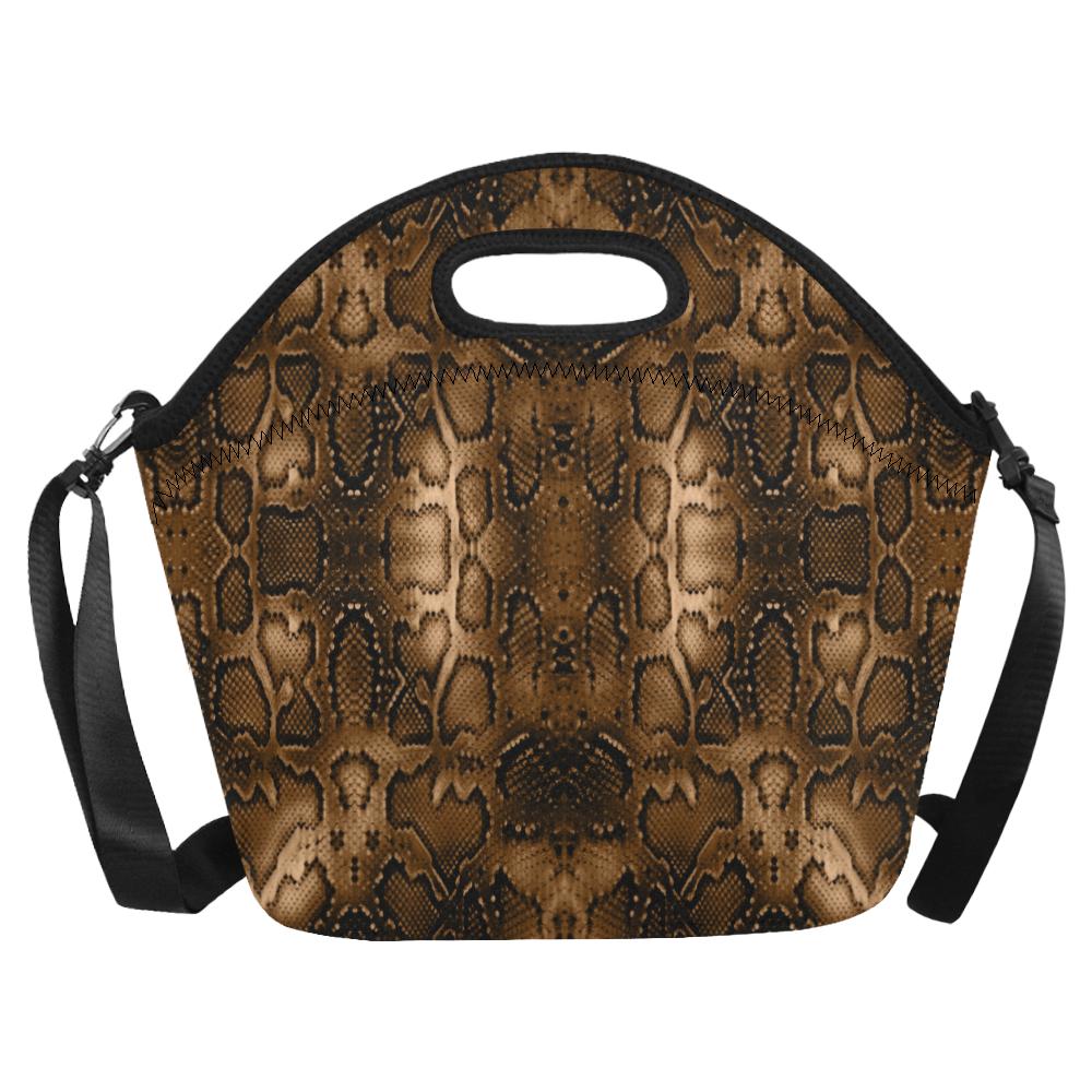 Snake Skin Brown Print Neoprene Lunch Bag (Model 1669)(Large)-JTAMIGO.COM