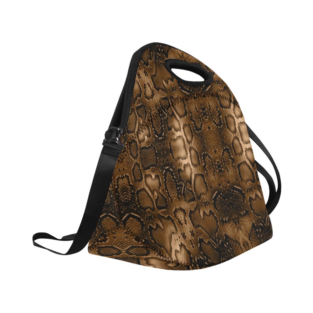 Snake Skin Brown Print Neoprene Lunch Bag (Model 1669)(Large)-JTAMIGO.COM