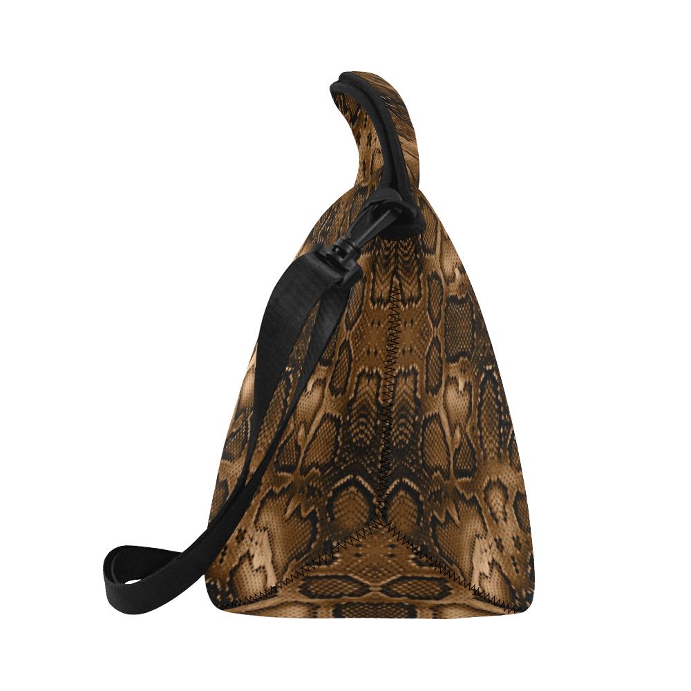 Snake Skin Brown Print Neoprene Lunch Bag (Model 1669)(Large)-JTAMIGO.COM