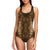 Snake Skin Brown Print One Piece Swimsuit-JTAMIGO.COM