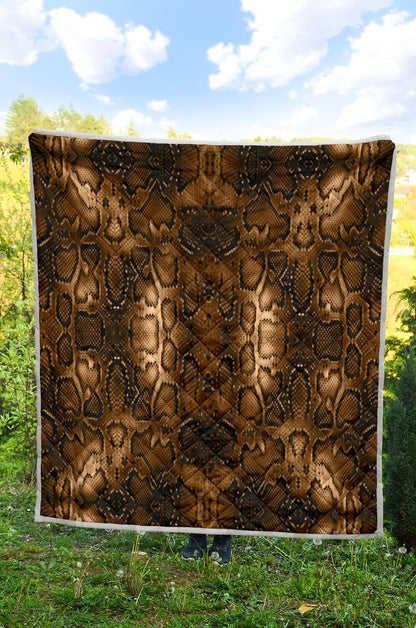 Snake Skin Brown Print Premium Quilt-JTAMIGO.COM