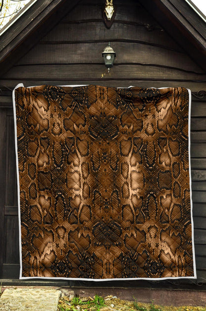 Snake Skin Brown Print Premium Quilt-JTAMIGO.COM