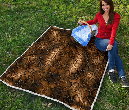 Snake Skin Brown Print Premium Quilt-JTAMIGO.COM