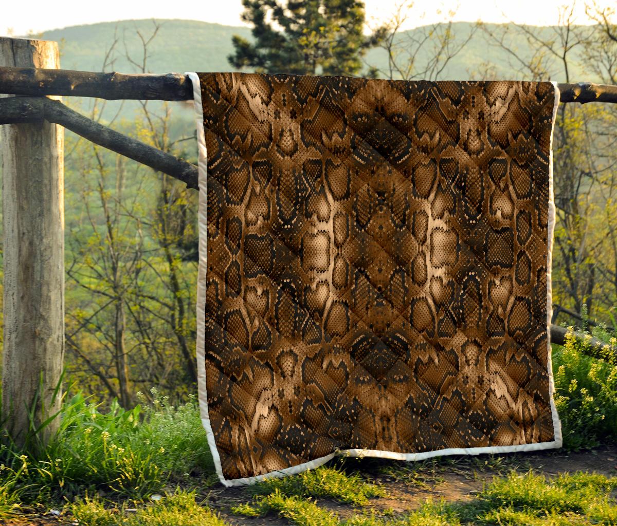 Snake Skin Brown Print Premium Quilt-JTAMIGO.COM