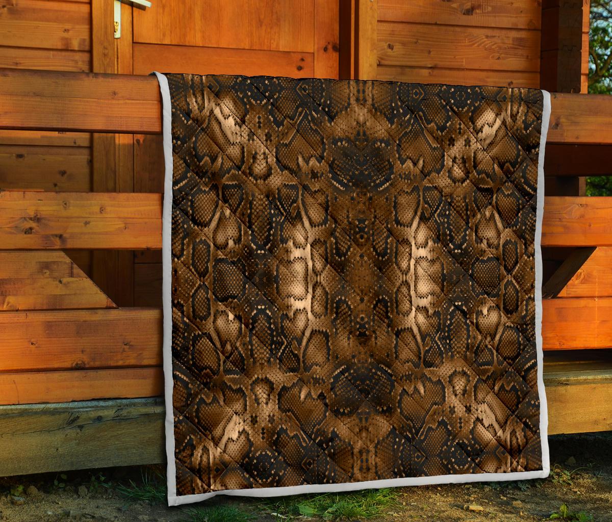 Snake Skin Brown Print Premium Quilt-JTAMIGO.COM