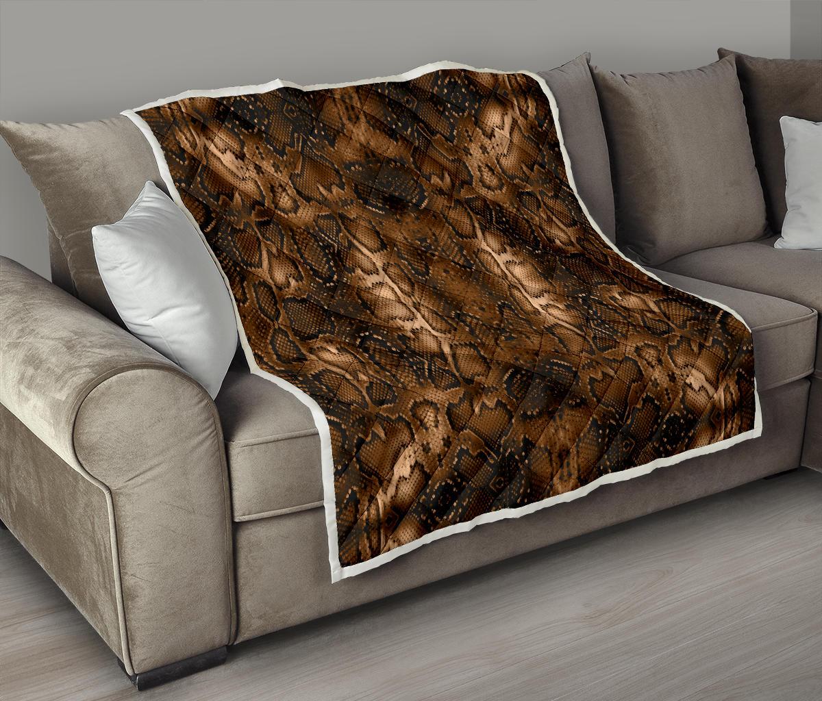 Snake Skin Brown Print Premium Quilt-JTAMIGO.COM