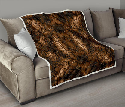 Snake Skin Brown Print Premium Quilt-JTAMIGO.COM