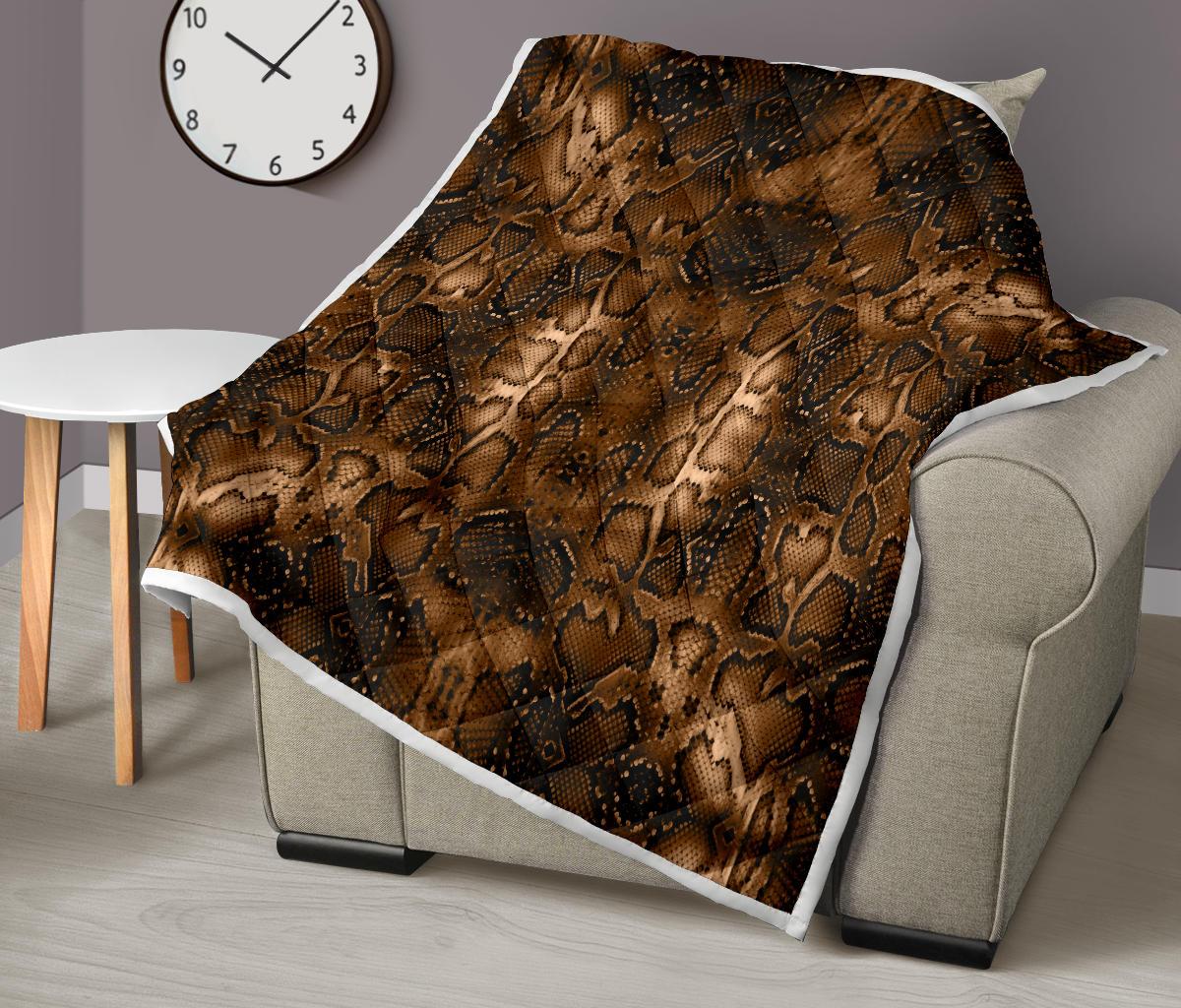Snake Skin Brown Print Premium Quilt-JTAMIGO.COM