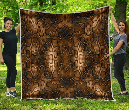 Snake Skin Brown Print Premium Quilt-JTAMIGO.COM