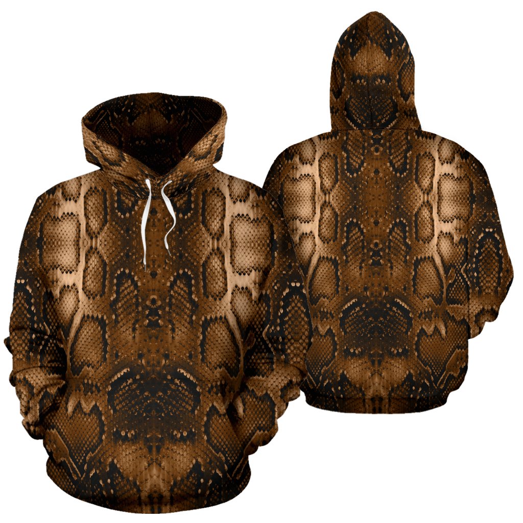 Snake Skin Brown Print Pullover Hoodie
