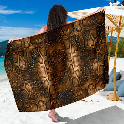 Snake Skin Brown Print Sarong Pareo Wrap