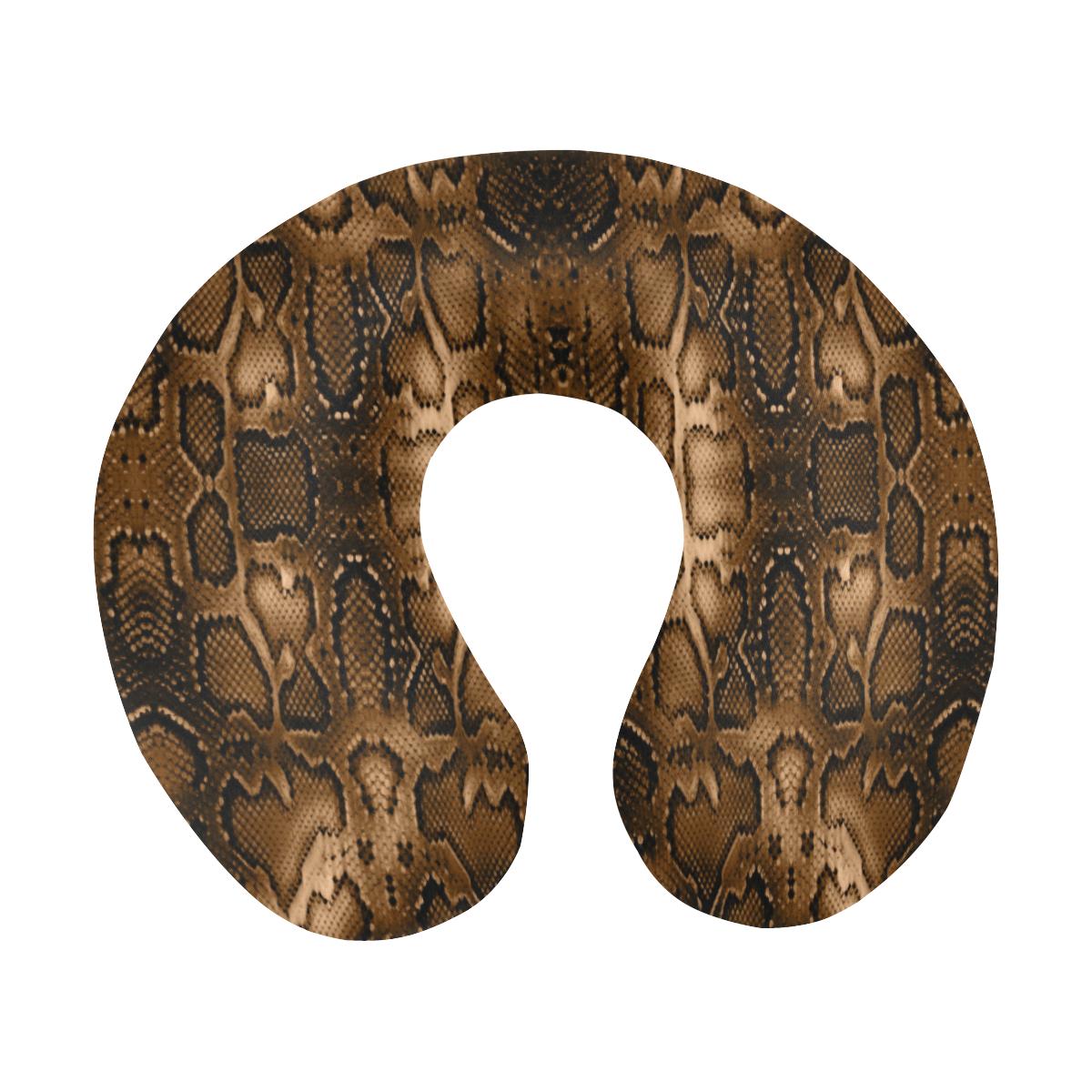 Snake Skin Brown Print U-Shaped Travel Neck Pillow-JTAMIGO.COM