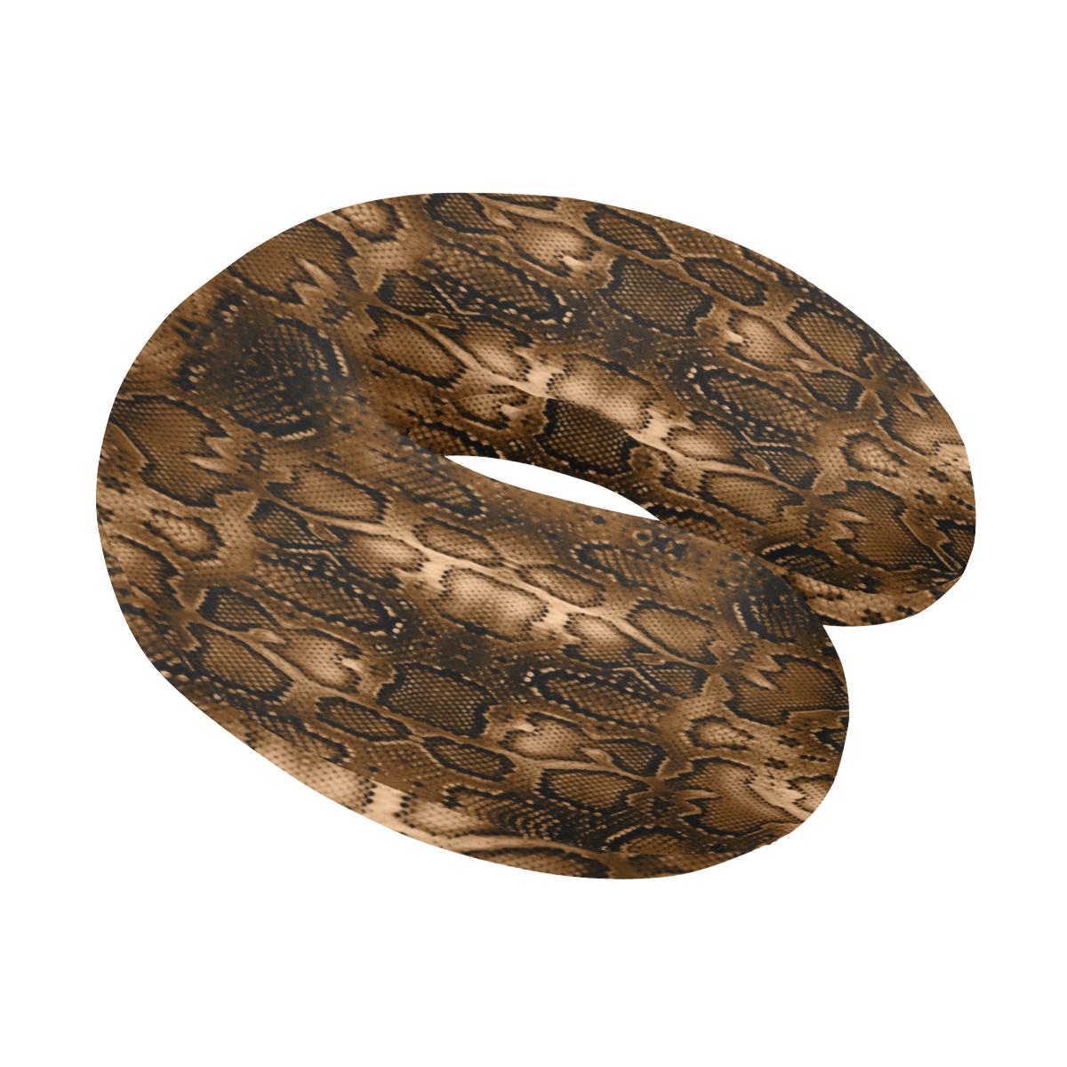 Snake Skin Brown Print U-Shaped Travel Neck Pillow-JTAMIGO.COM