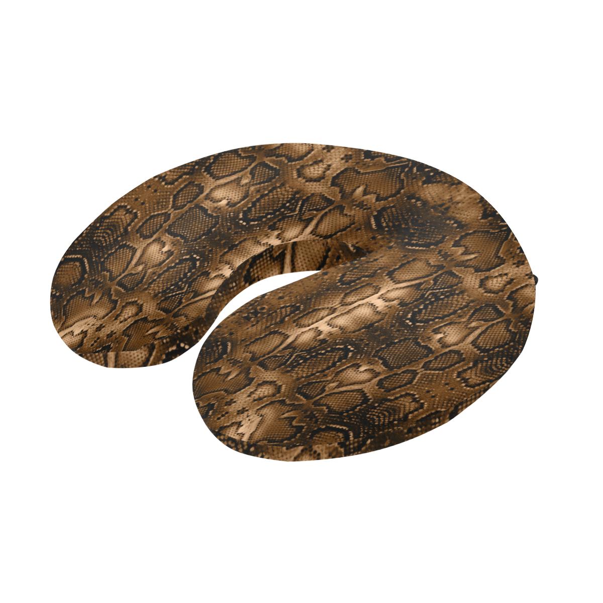 Snake Skin Brown Print U-Shaped Travel Neck Pillow-JTAMIGO.COM