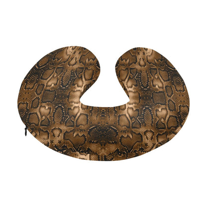 Snake Skin Brown Print U-Shaped Travel Neck Pillow-JTAMIGO.COM