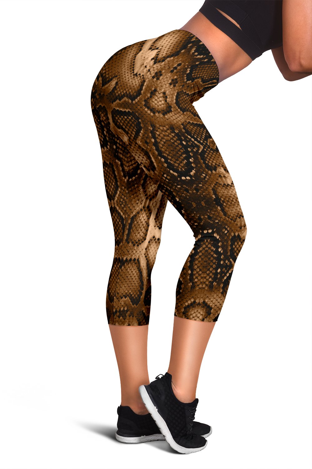 Snake Skin Brown Print Women Capris