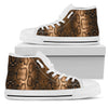 Snake Skin Brown Print Women High Top Shoes