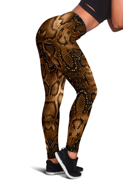 Snake Skin Brown Print Women Leggings