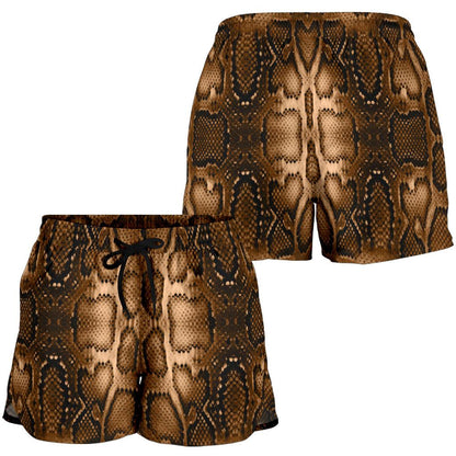 Snake Skin Brown Print Women Shorts-JTAMIGO.COM
