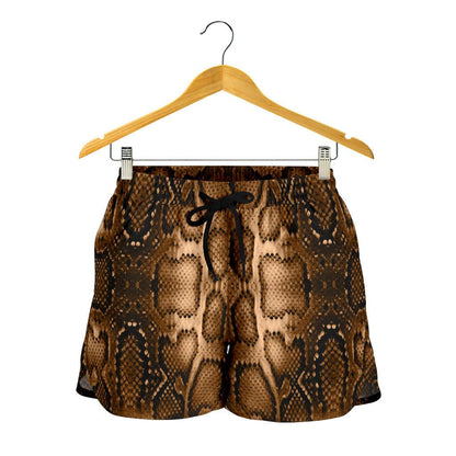 Snake Skin Brown Print Women Shorts-JTAMIGO.COM