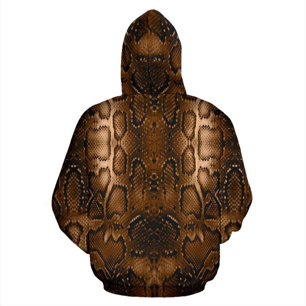 Snake Skin Brown Print Zip Up Hoodie