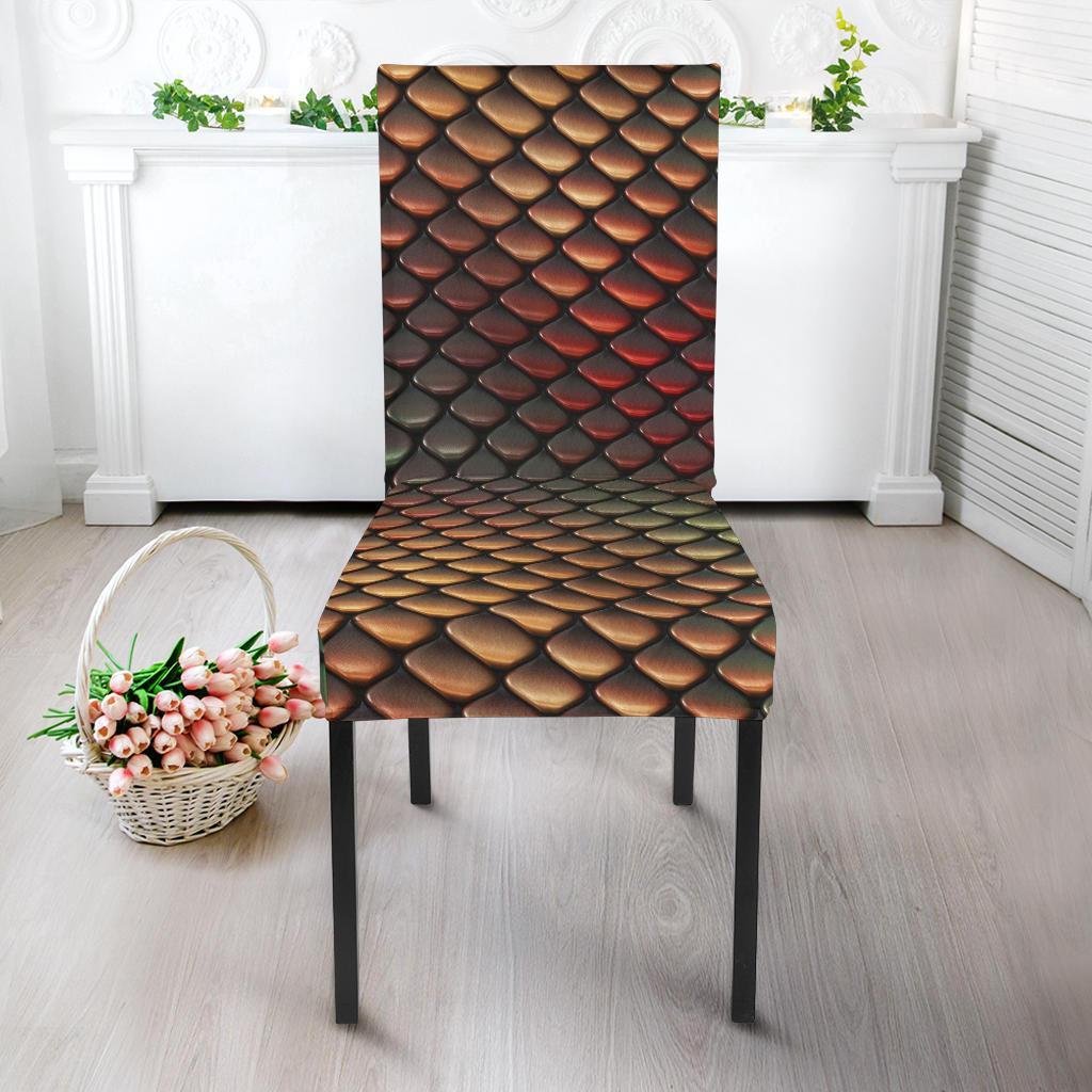Snake Skin Colorful Print Dining Chair Slipcover-JTAMIGO.COM
