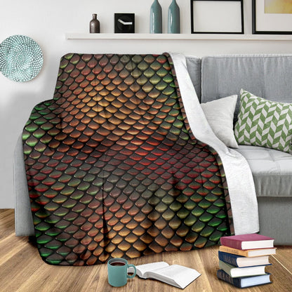 Snake Skin Colorful Print Fleece Blanket