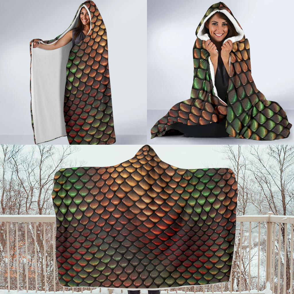 Snake Skin Colorful Print Hooded Blanket-JTAMIGO.COM