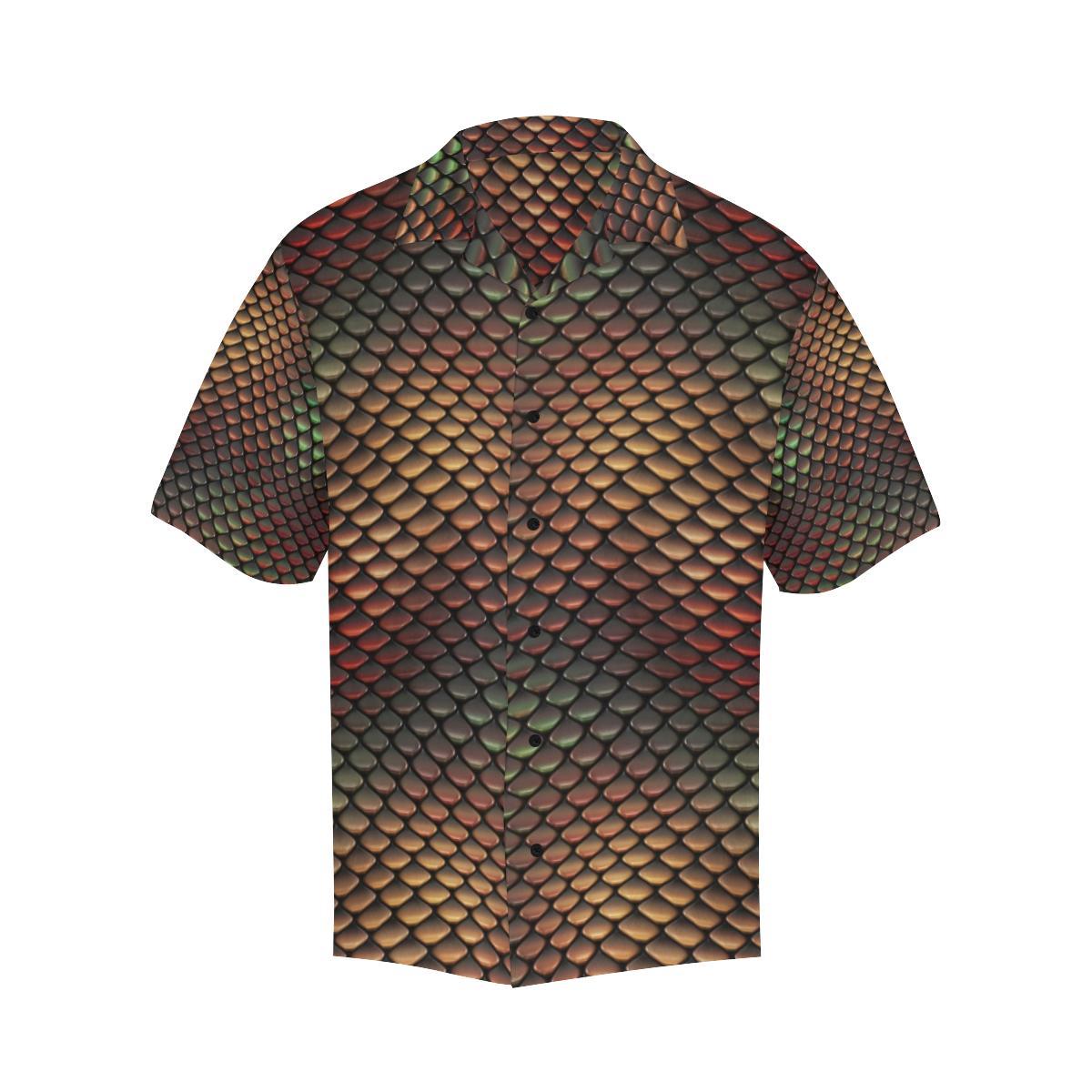Snake Skin Colorful Print Men Aloha Hawaiian Shirt