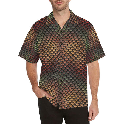 Snake Skin Colorful Print Men Aloha Hawaiian Shirt
