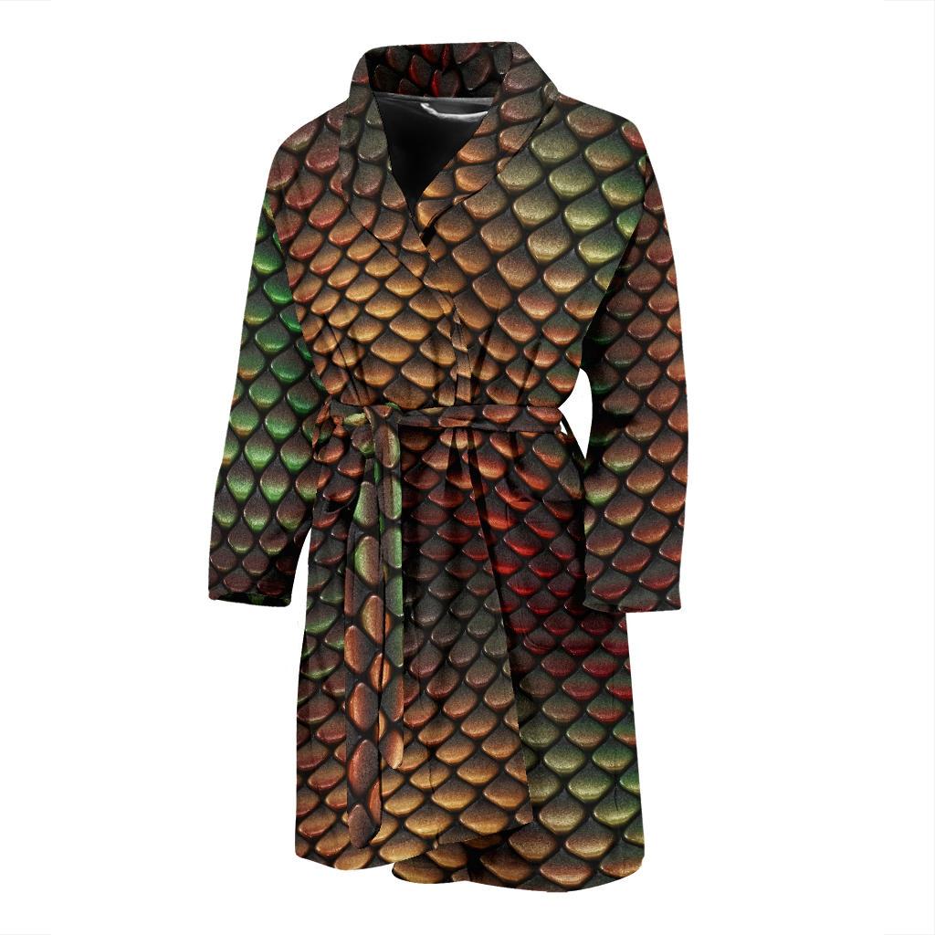 Snake Skin Colorful Print Men Bath Robe-JTAMIGO.COM