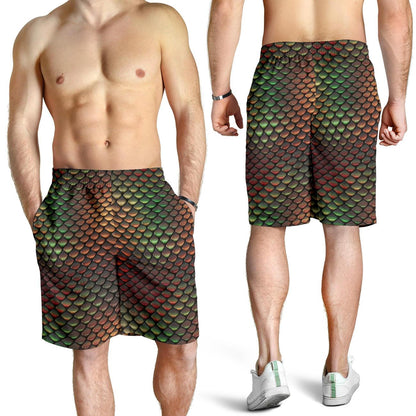 Snake Skin Colorful Print Mens Shorts-JTAMIGO.COM