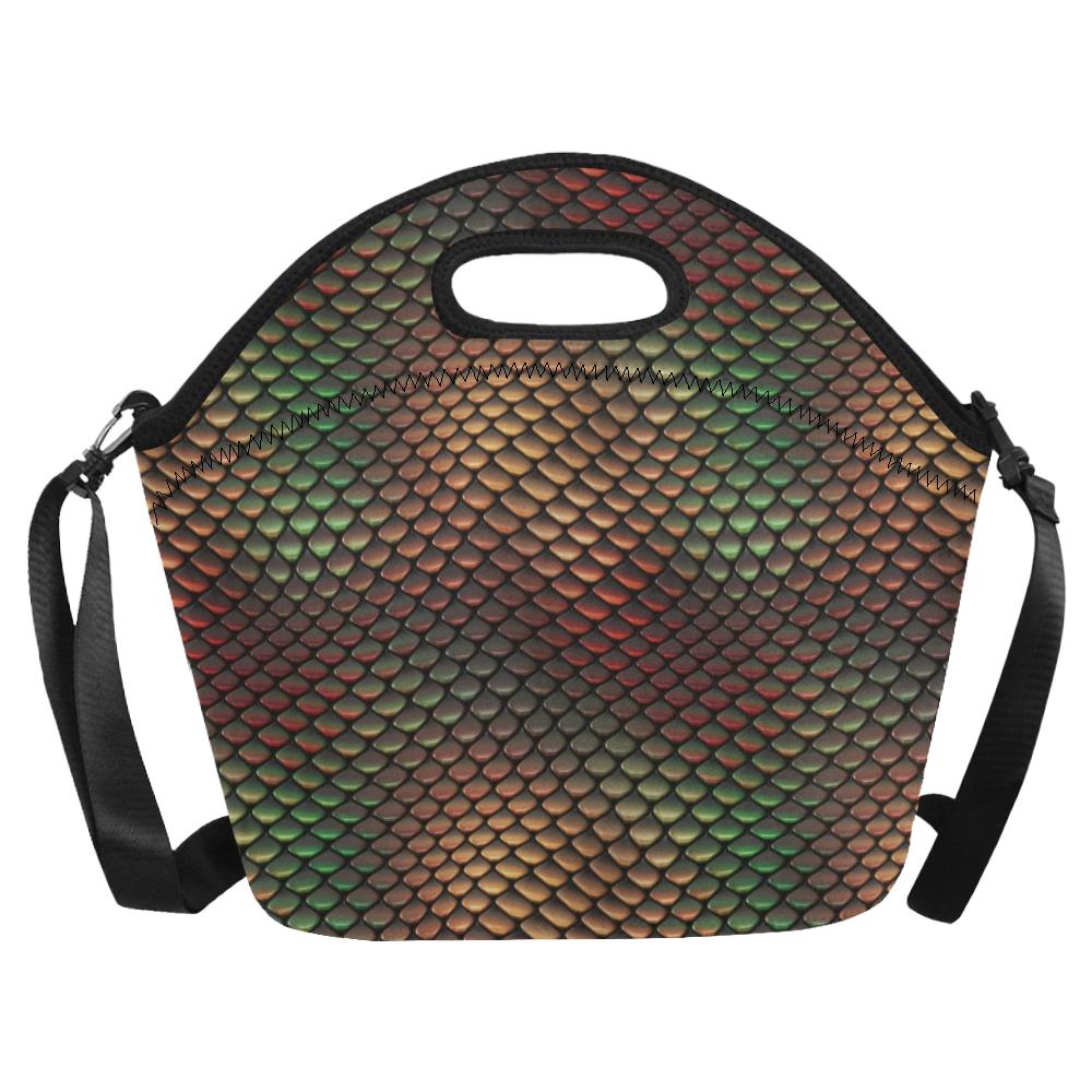 Snake Skin Colorful Print Neoprene Lunch Bag (Model 1669)(Large)-JTAMIGO.COM