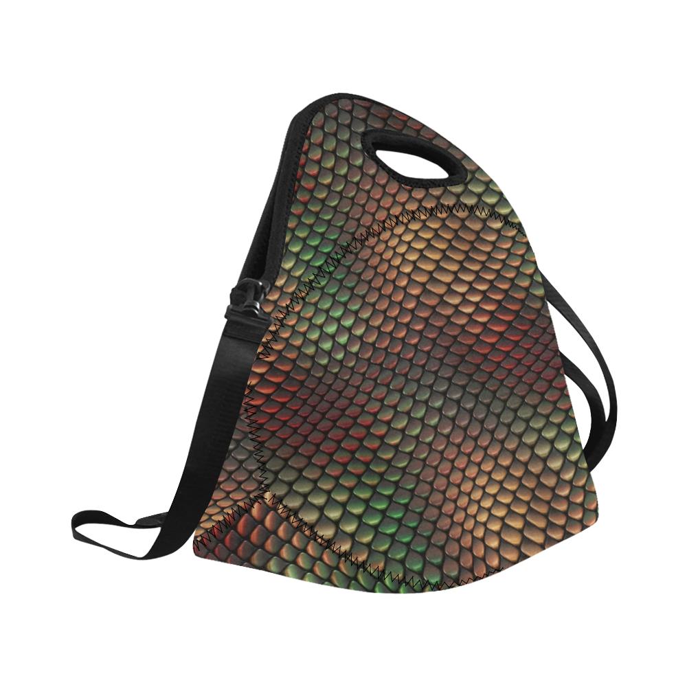 Snake Skin Colorful Print Neoprene Lunch Bag (Model 1669)(Large)-JTAMIGO.COM