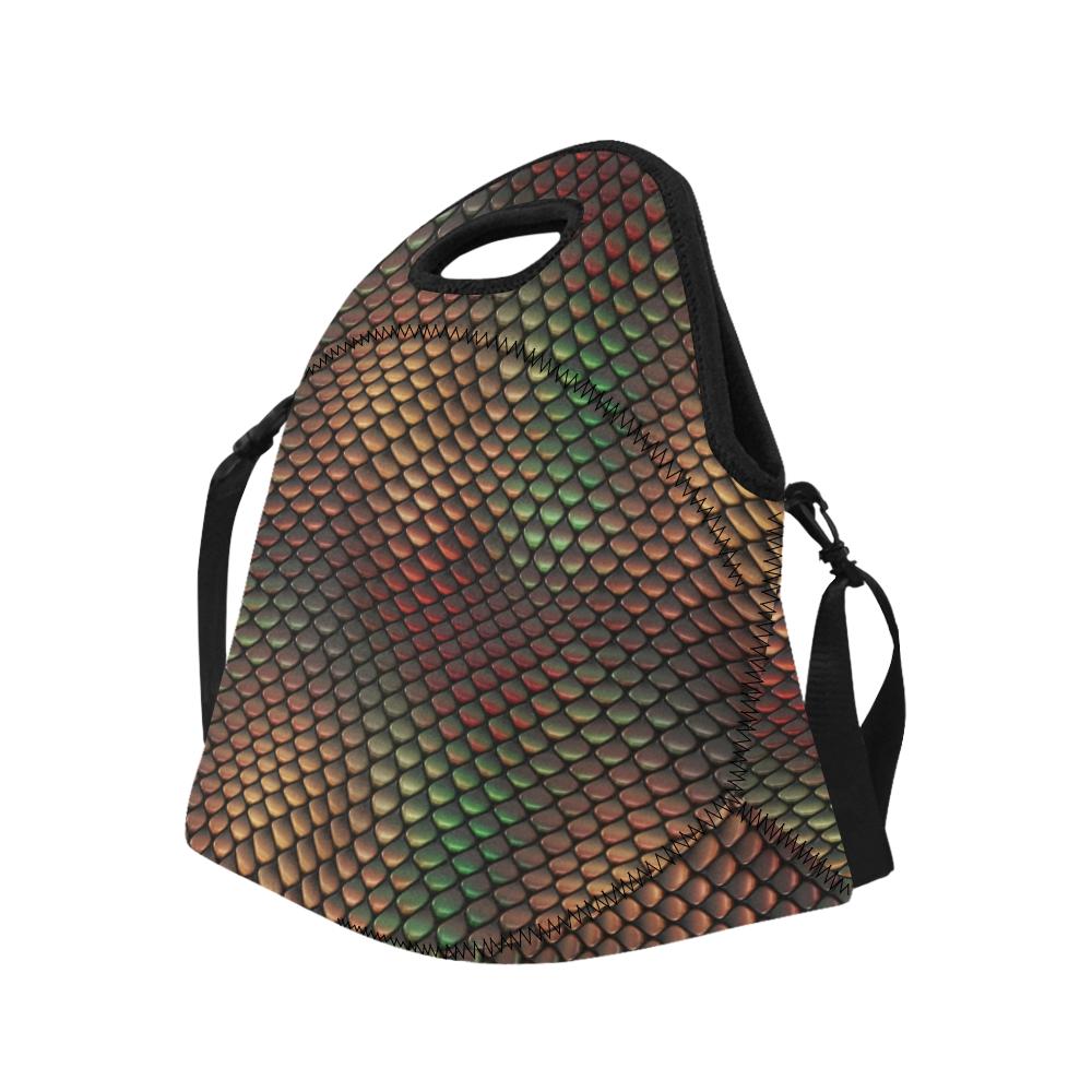 Snake Skin Colorful Print Neoprene Lunch Bag (Model 1669)(Large)-JTAMIGO.COM