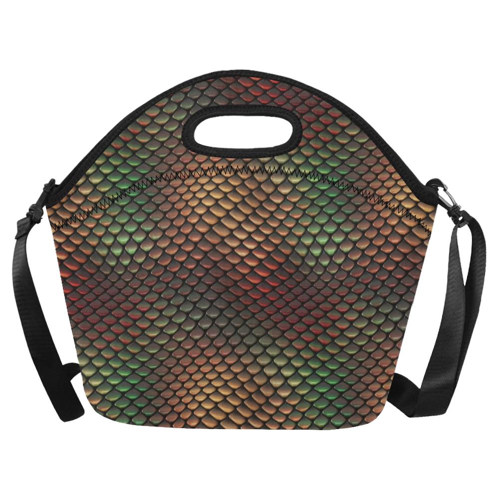 Snake Skin Colorful Print Neoprene Lunch Bag (Model 1669)(Large)-JTAMIGO.COM