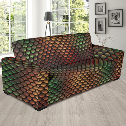 Snake Skin Colorful Print Sofa Slipcover-JTAMIGO.COM