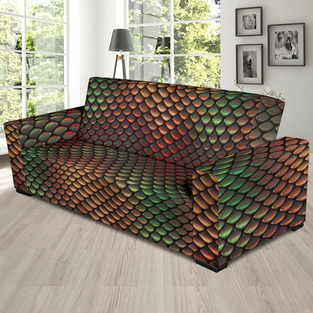 Snake Skin Colorful Print Sofa Slipcover-JTAMIGO.COM