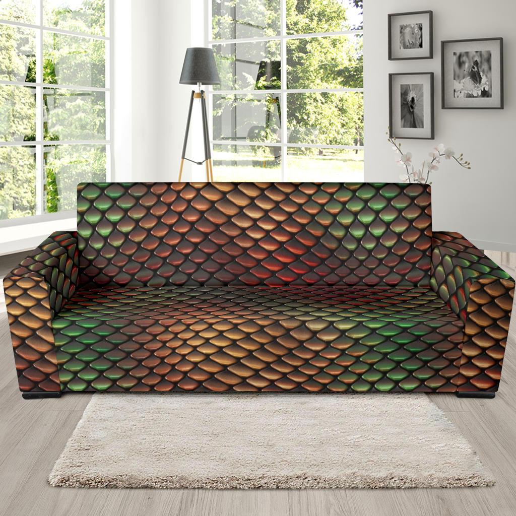 Snake Skin Colorful Print Sofa Slipcover-JTAMIGO.COM