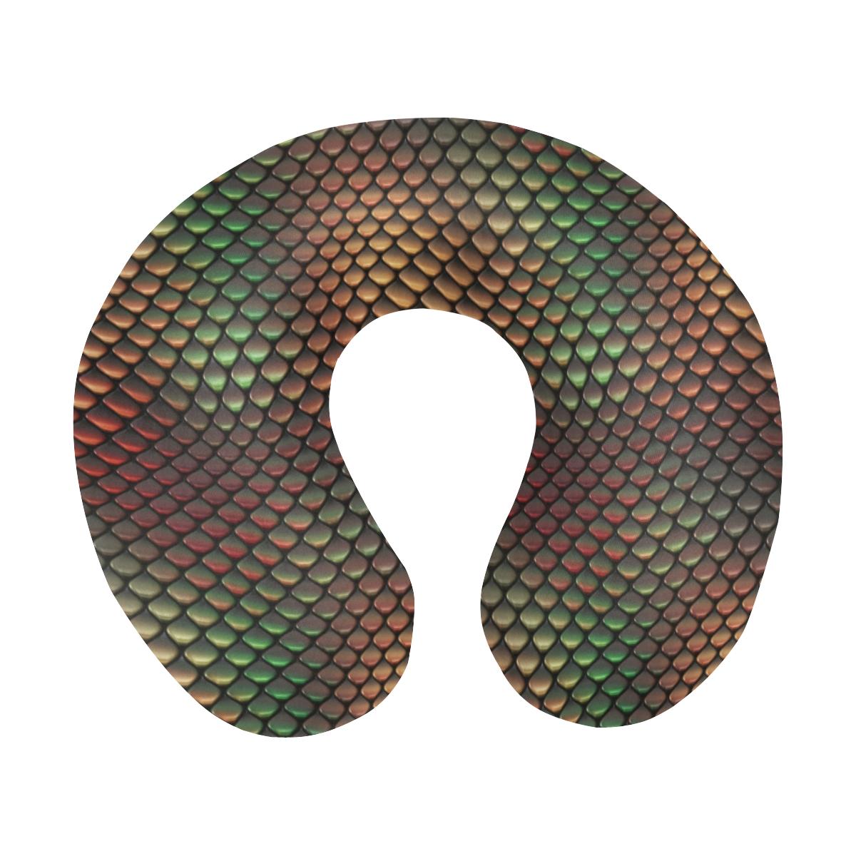 Snake Skin Colorful Print U-Shaped Travel Neck Pillow-JTAMIGO.COM