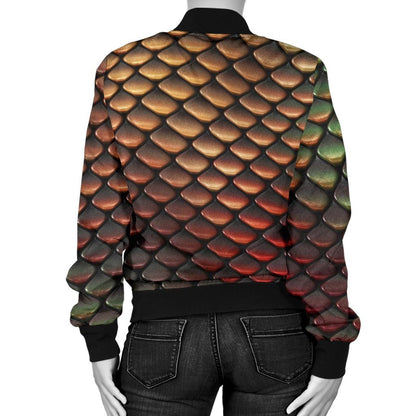 Snake Skin Colorful Print Women Casual Bomber Jacket