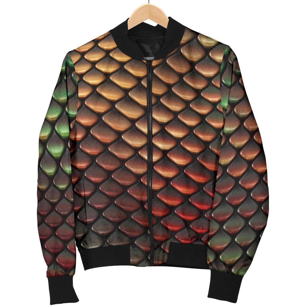 Snake Skin Colorful Print Women Casual Bomber Jacket