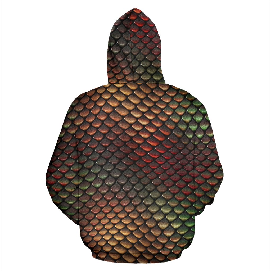 Snake Skin Colorful Print Zip Up Hoodie