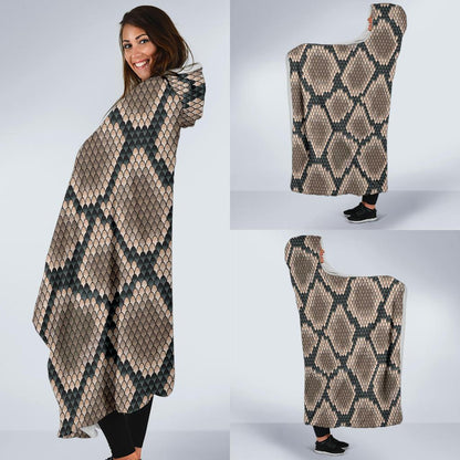 Snake Skin Design Print Hooded Blanket-JTAMIGO.COM