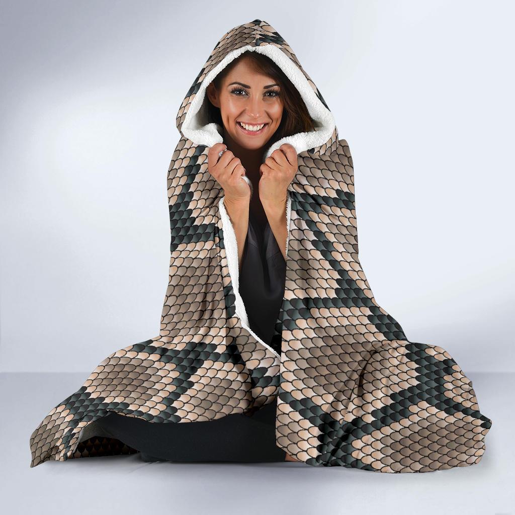 Snake Skin Design Print Hooded Blanket-JTAMIGO.COM