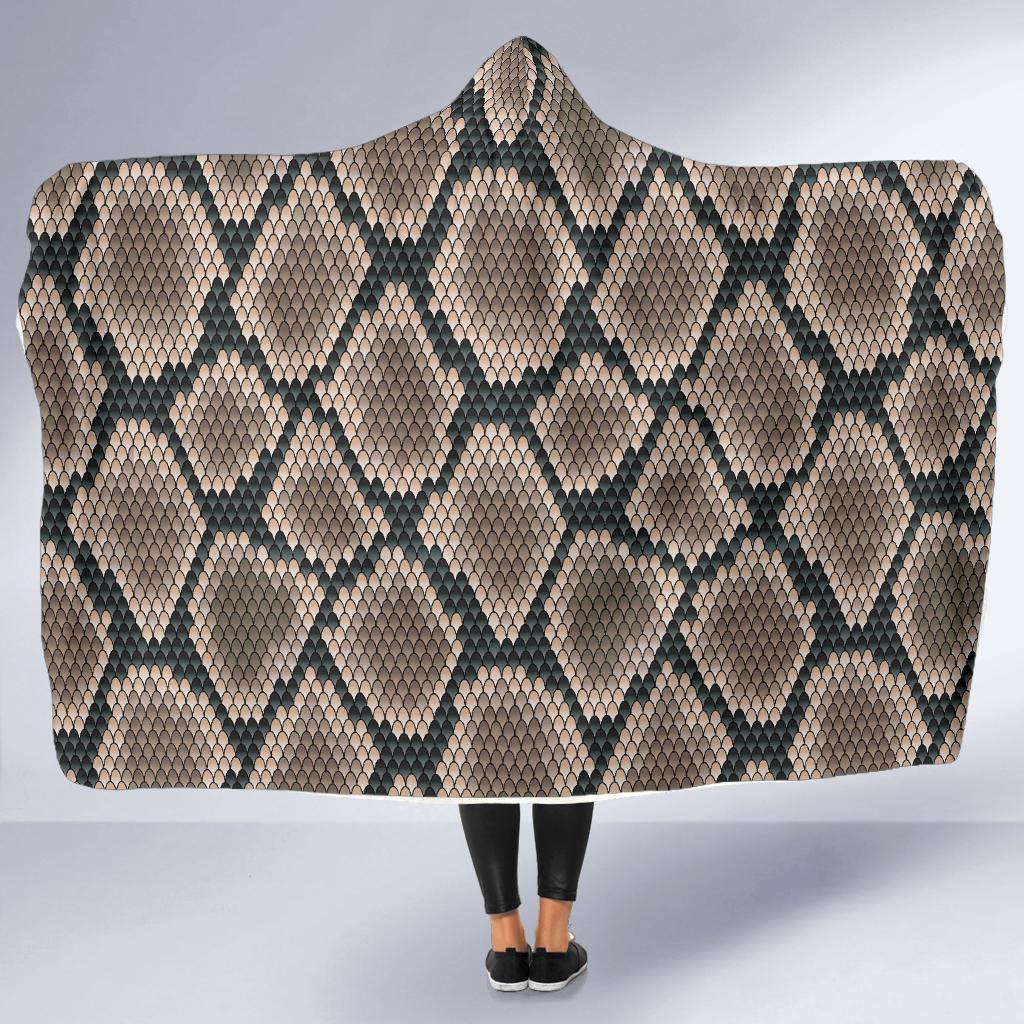 Snake Skin Design Print Hooded Blanket-JTAMIGO.COM